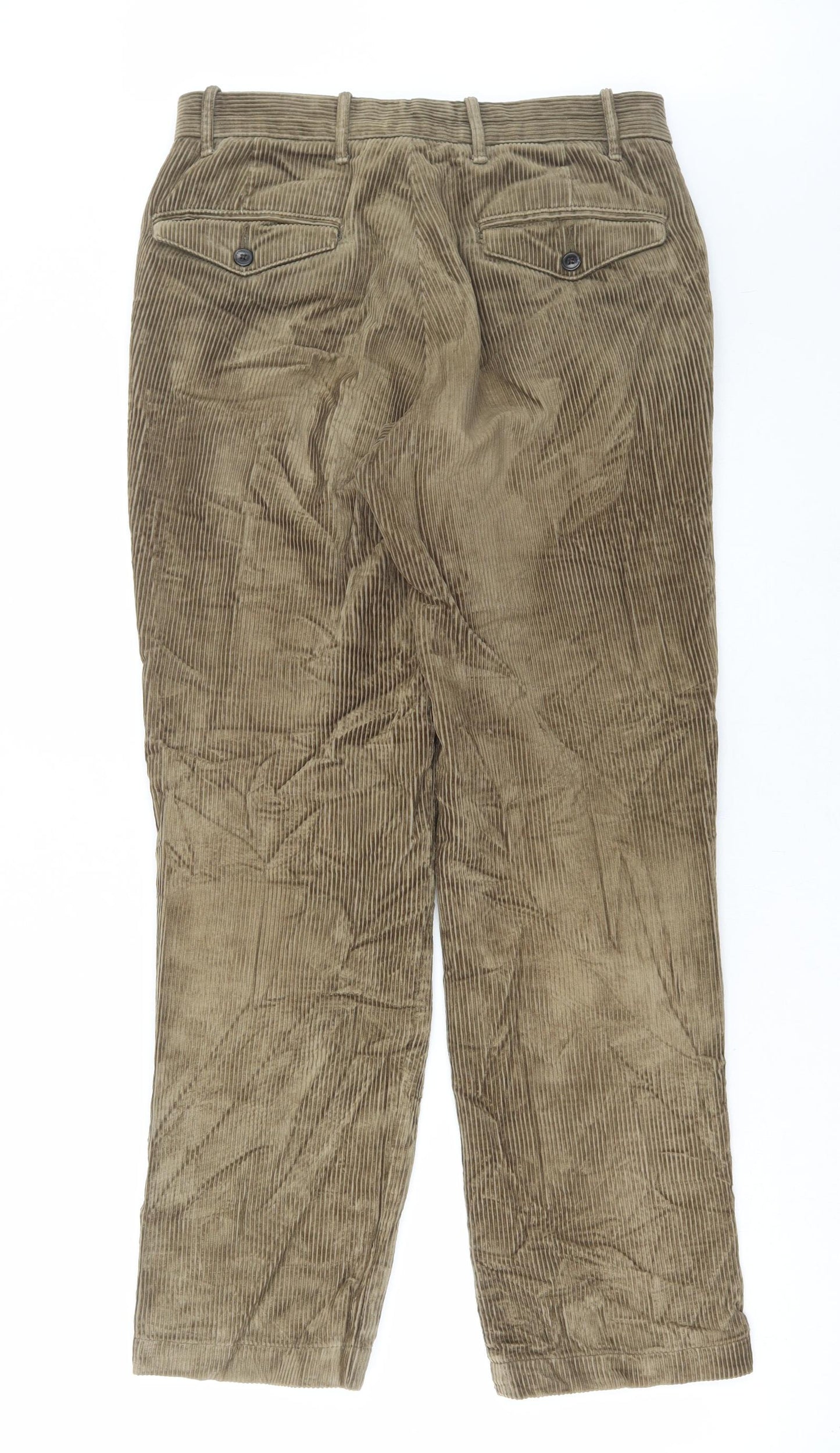 Marks and Spencer Mens Beige Cotton Trousers Size 30 in L31 in Regular Button