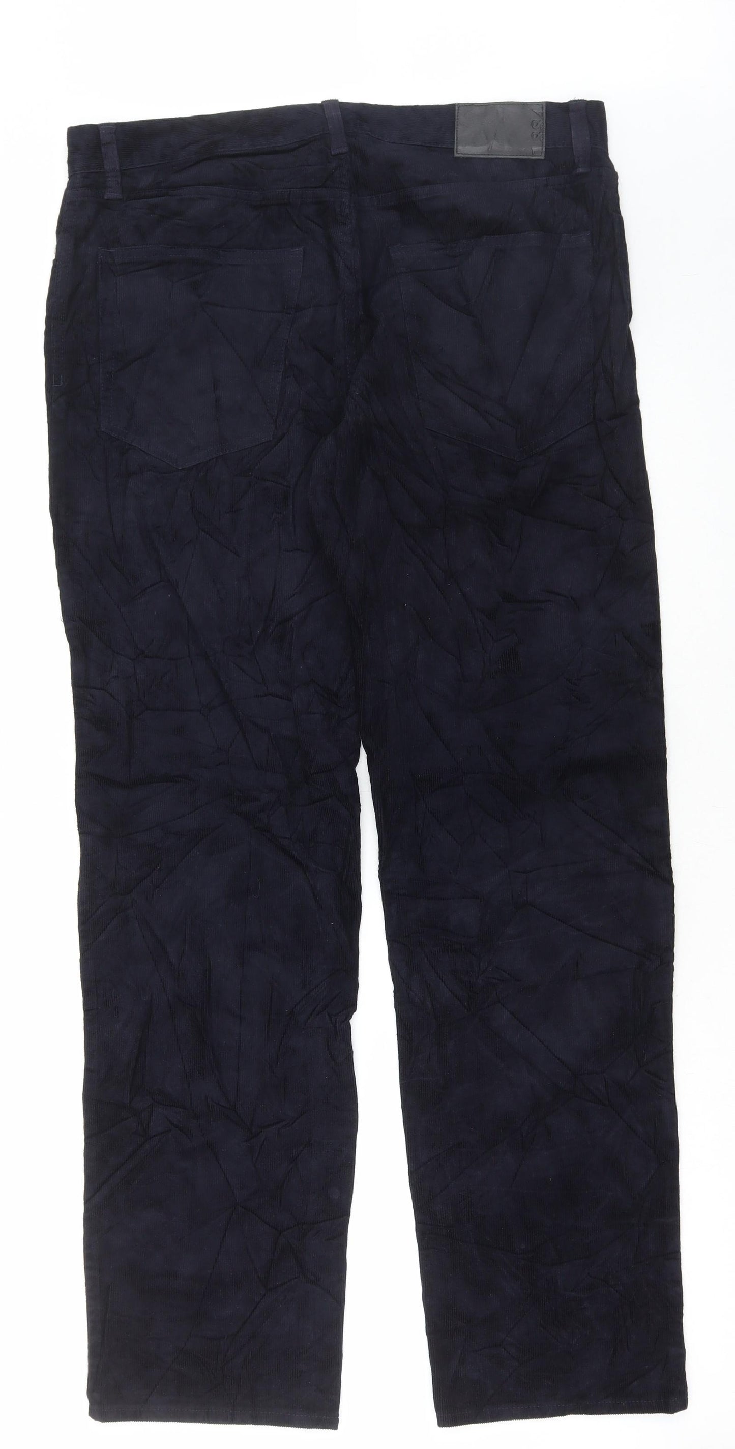 Marks and Spencer Mens Black Cotton Trousers Size 36 in L32 in Regular Button