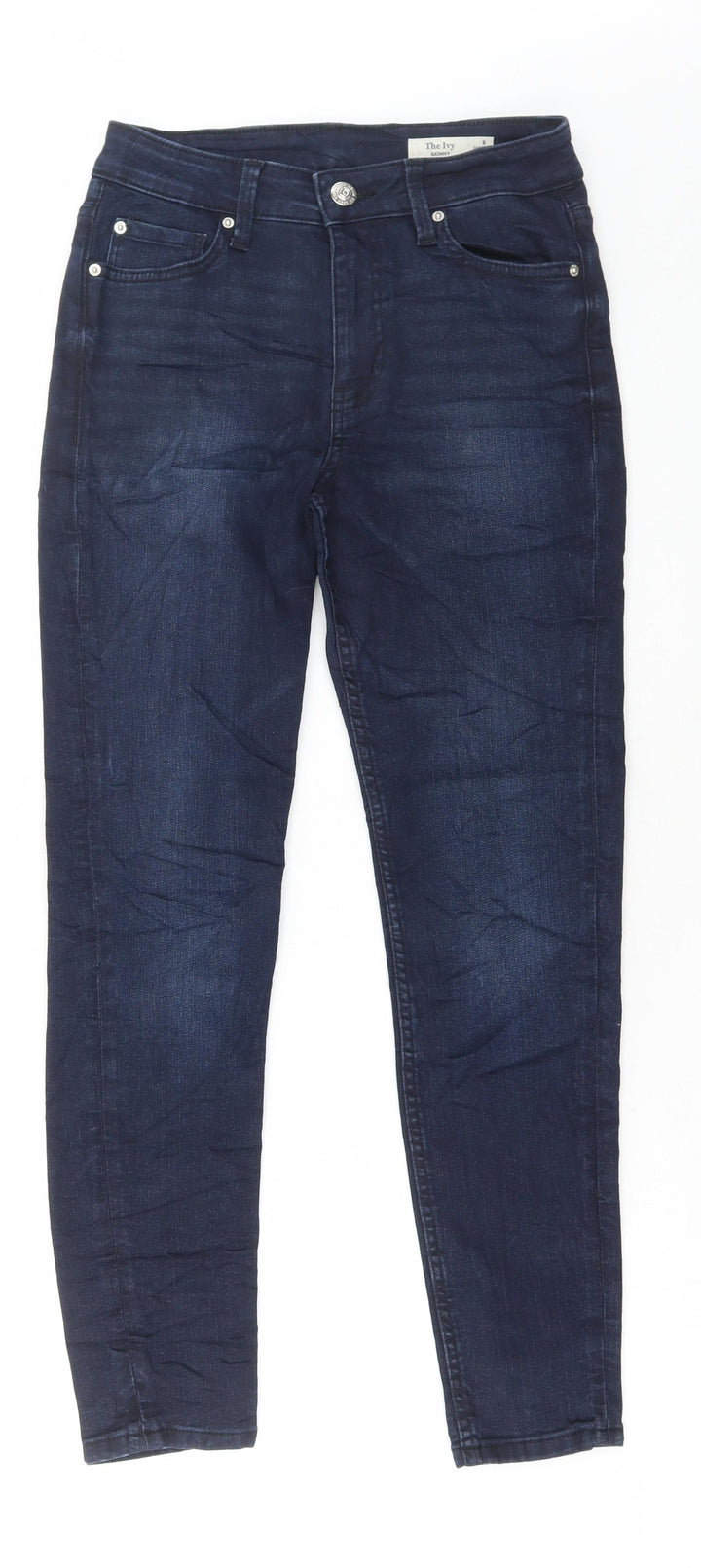 Marks and Spencer Womens Blue Cotton Skinny Jeans Size 8 L27 in Regular Button