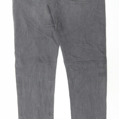Marks and Spencer Mens Grey Cotton Skinny Jeans Size 30 in L33 in Regular Button