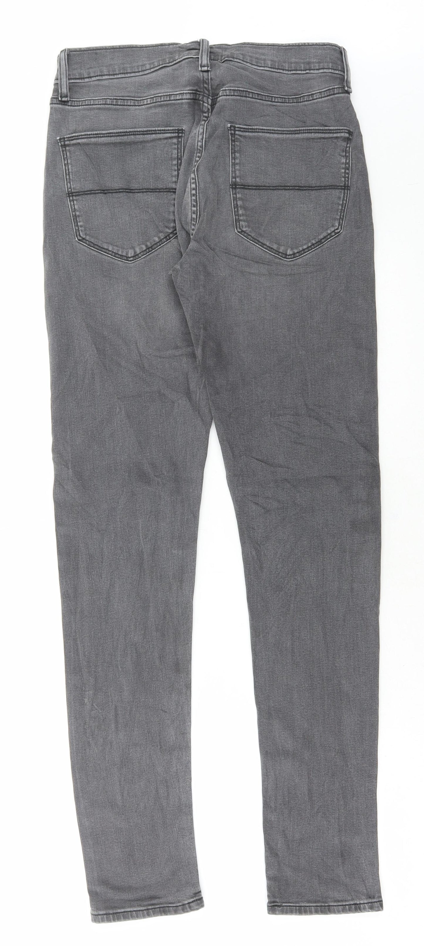 Marks and Spencer Mens Grey Cotton Skinny Jeans Size 30 in L33 in Regular Button