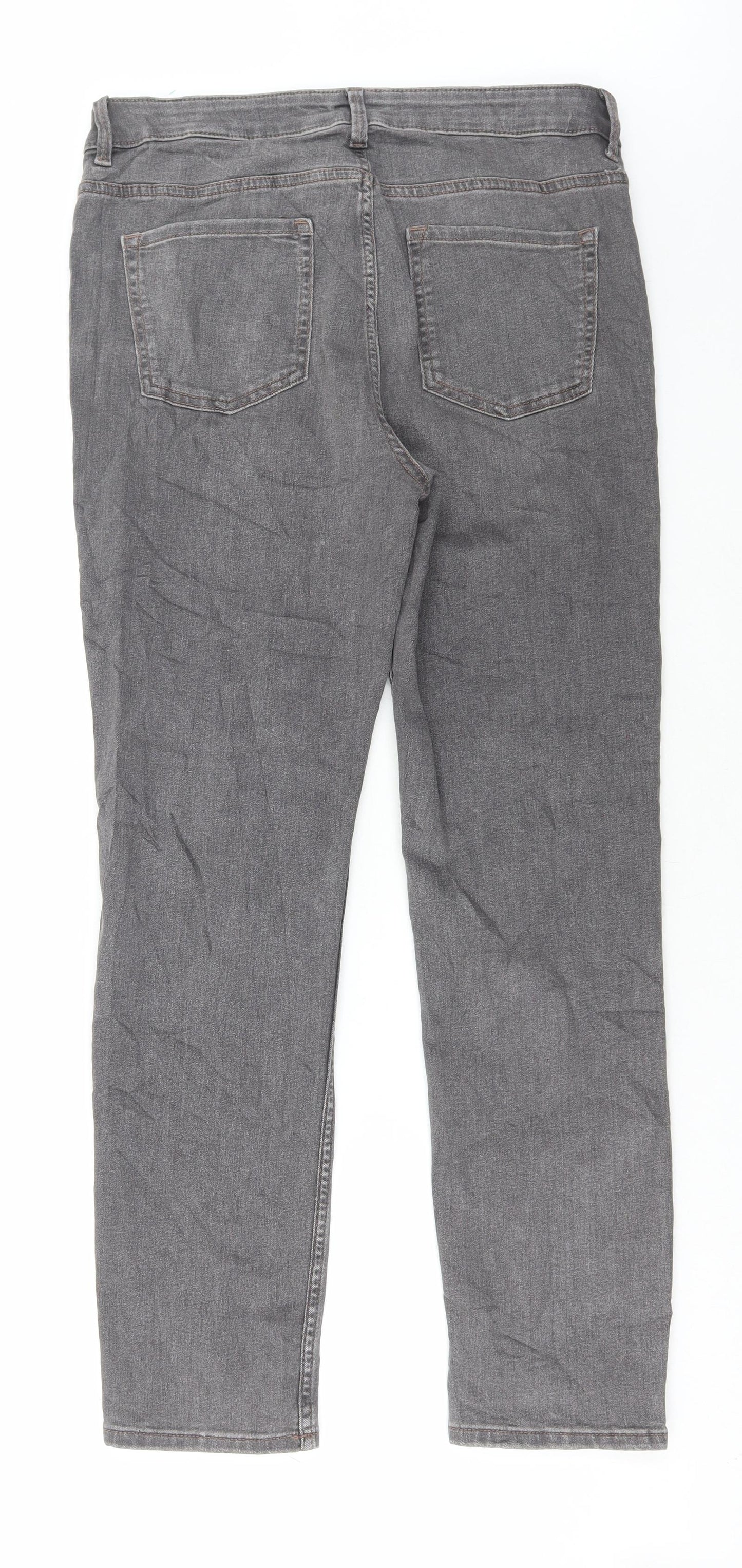 Marks and Spencer Womens Grey Cotton Skinny Jeans Size 14 L28 in Regular Button