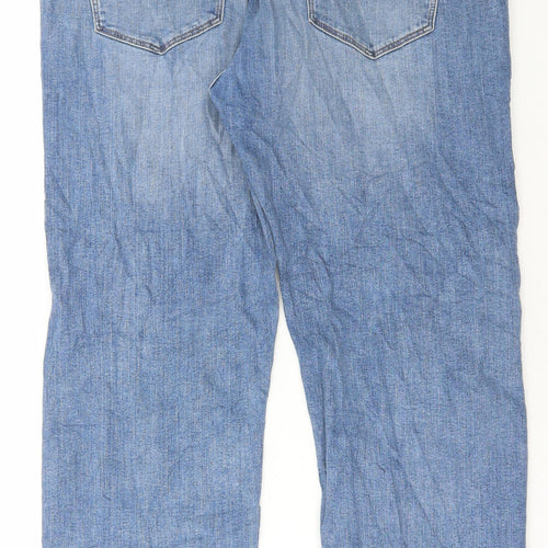 Marks and Spencer Mens Blue Cotton Straight Jeans Size 38 in L31 in Regular Button