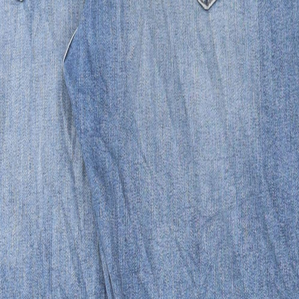 Marks and Spencer Mens Blue Cotton Straight Jeans Size 38 in L31 in Regular Button