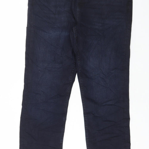 Marks and Spencer Womens Blue Cotton Skinny Jeans Size 12 L27 in Regular Button