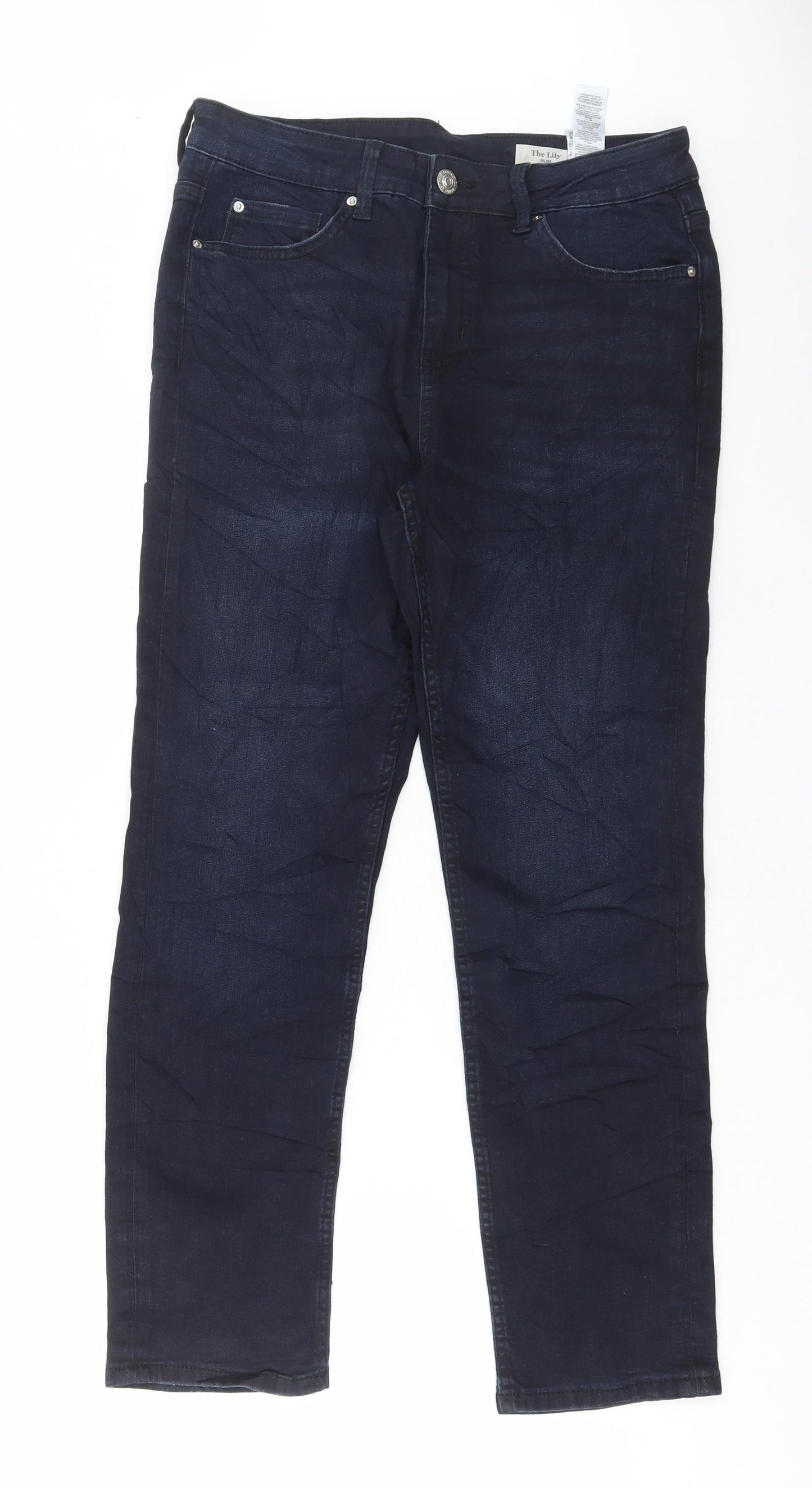 Marks and Spencer Womens Blue Cotton Skinny Jeans Size 12 L27 in Regular Button