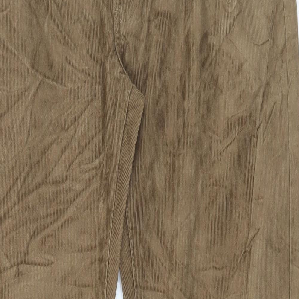 Marks and Spencer Mens Brown Cotton Trousers Size 30 in L32 in Regular Button