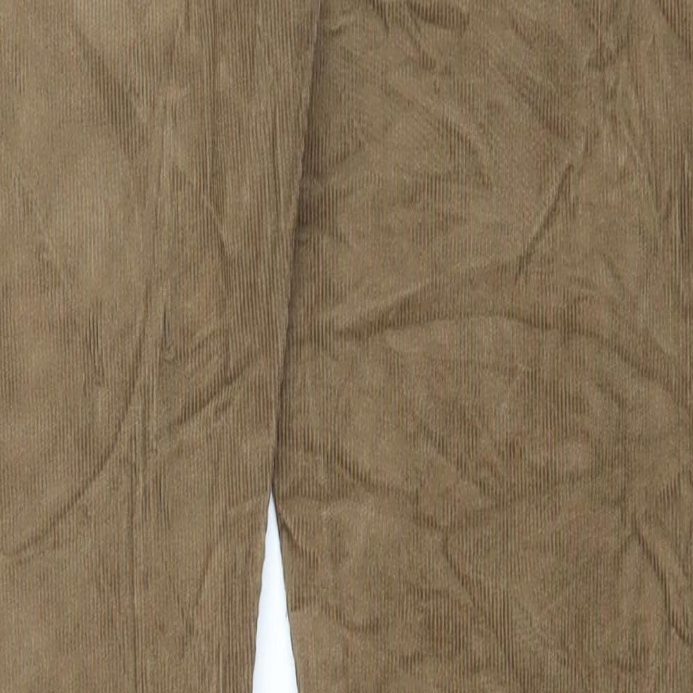 Marks and Spencer Mens Brown Cotton Trousers Size 30 in L32 in Regular Button