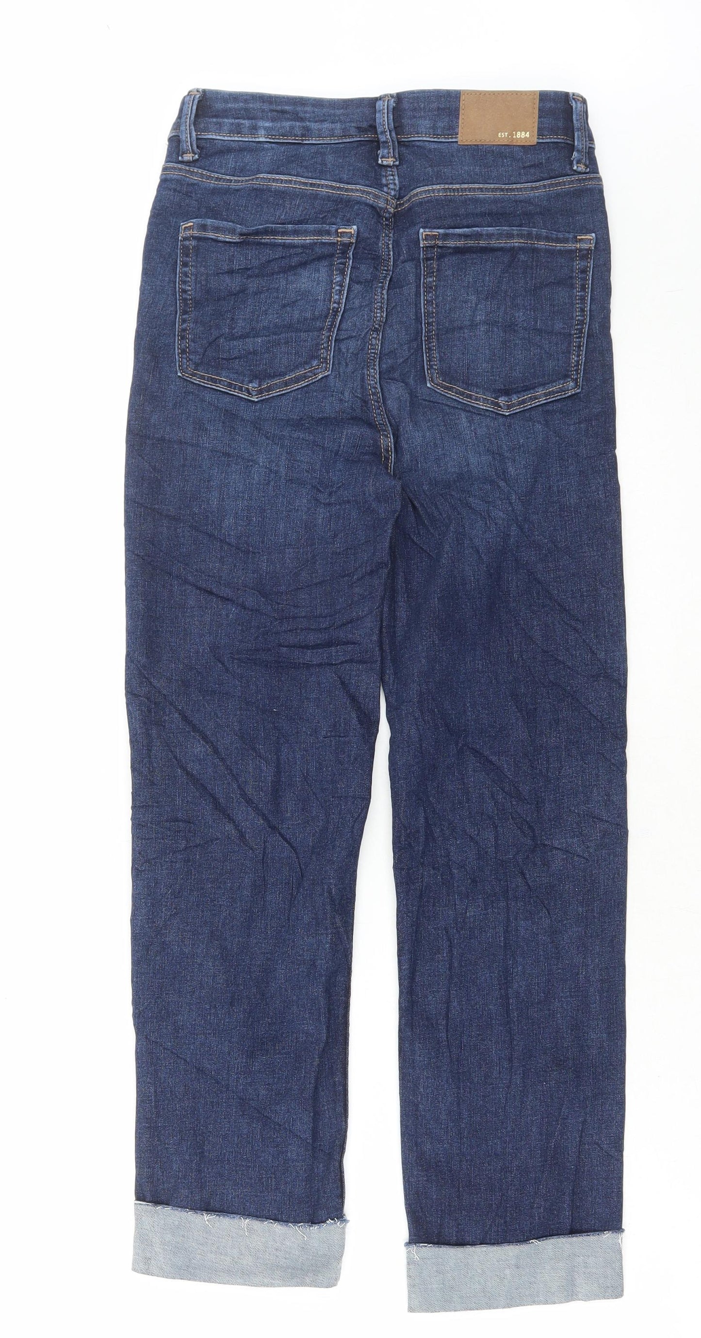 Marks and Spencer Womens Blue Cotton Cropped Jeans Size 8 L25 in Regular Button