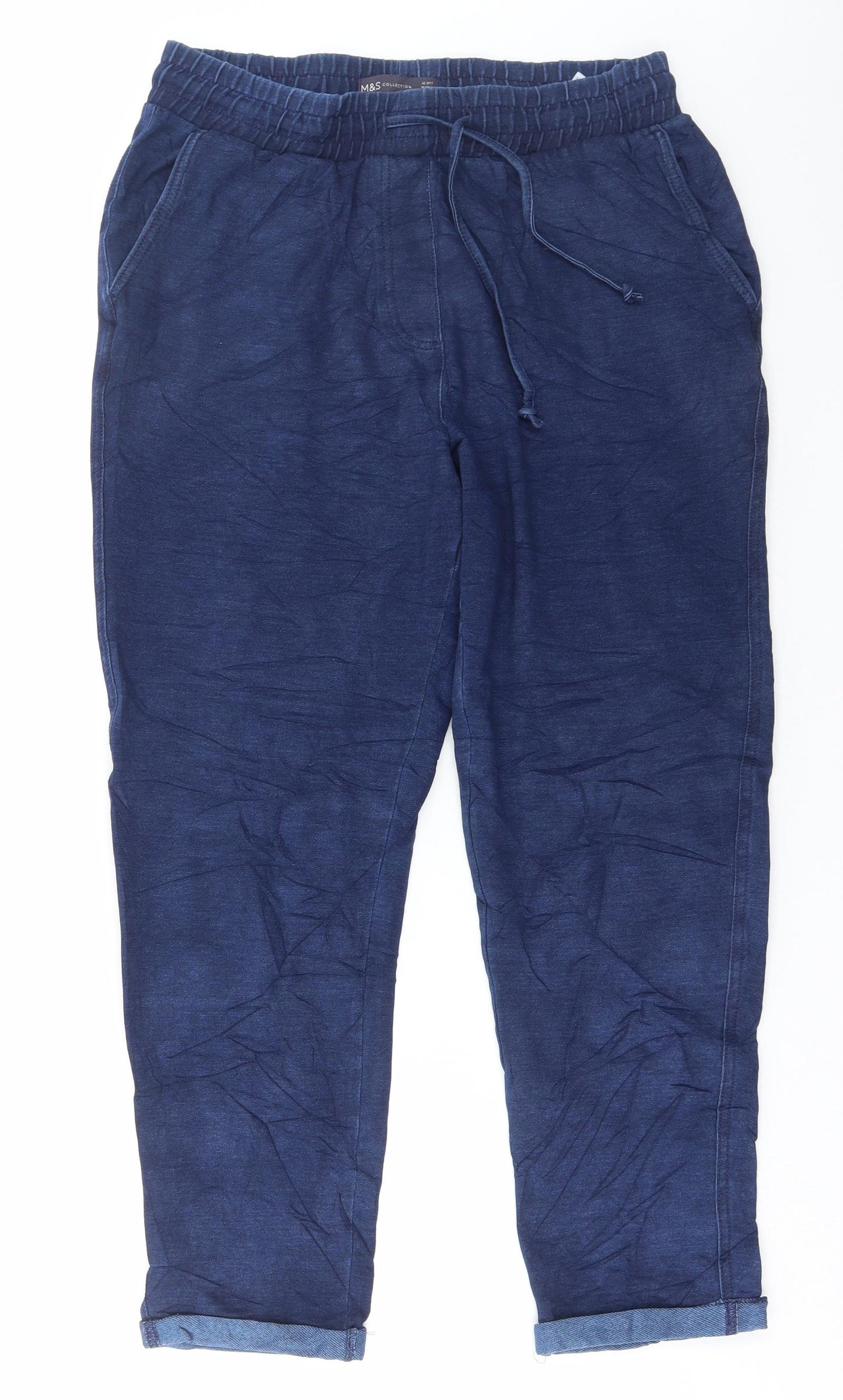 Marks and Spencer Womens Blue Cotton Jegging Jeans Size 12 L26 in Regular Tie