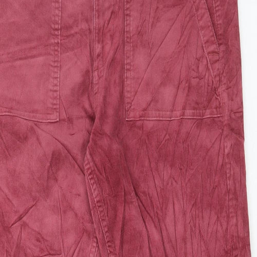Marks and Spencer Womens Pink Cotton Trousers Size 12 L26 in Regular Button