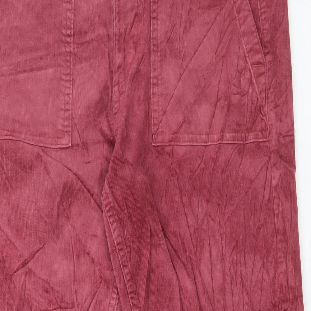 Marks and Spencer Womens Pink Cotton Trousers Size 12 L26 in Regular Button