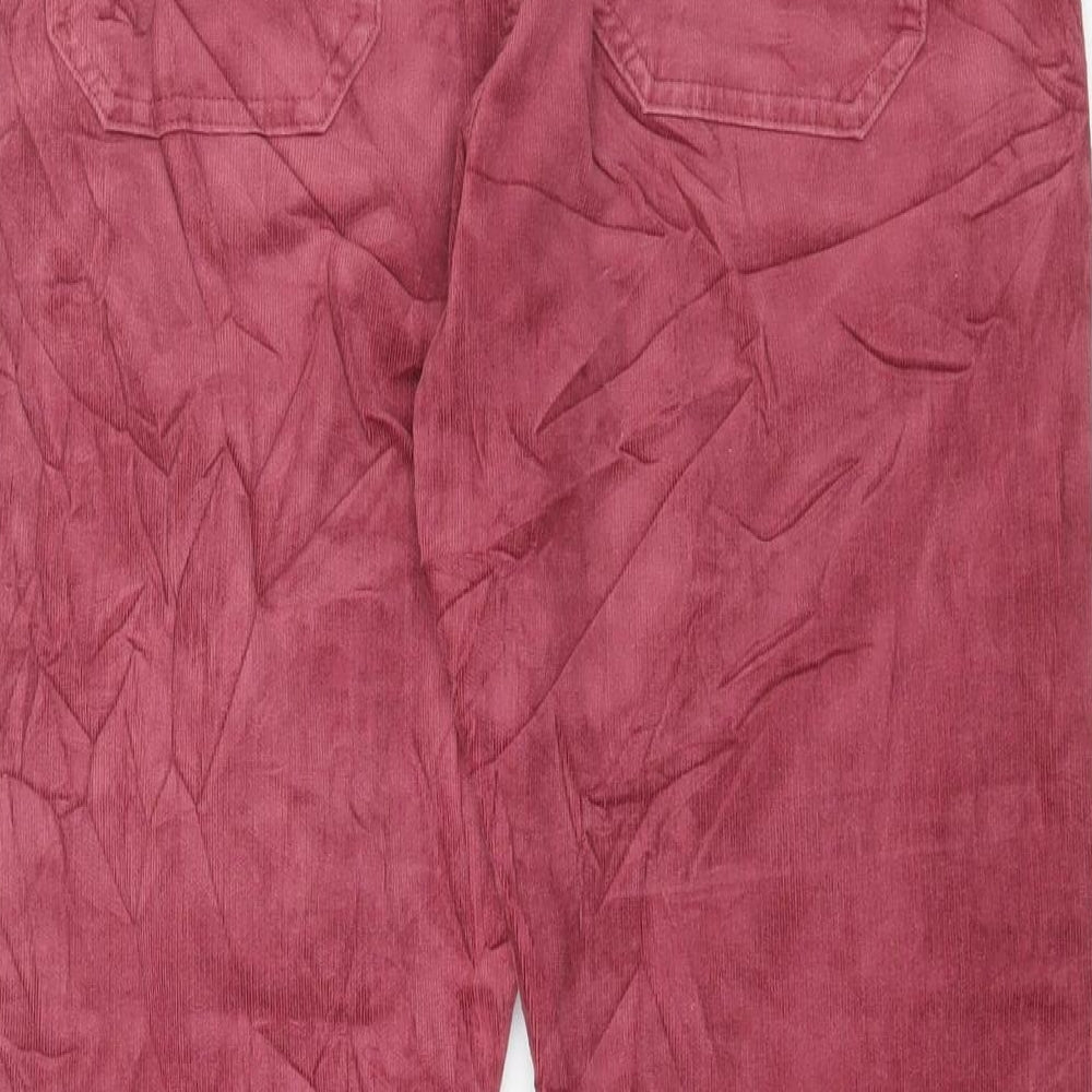 Marks and Spencer Womens Pink Cotton Trousers Size 12 L26 in Regular Button