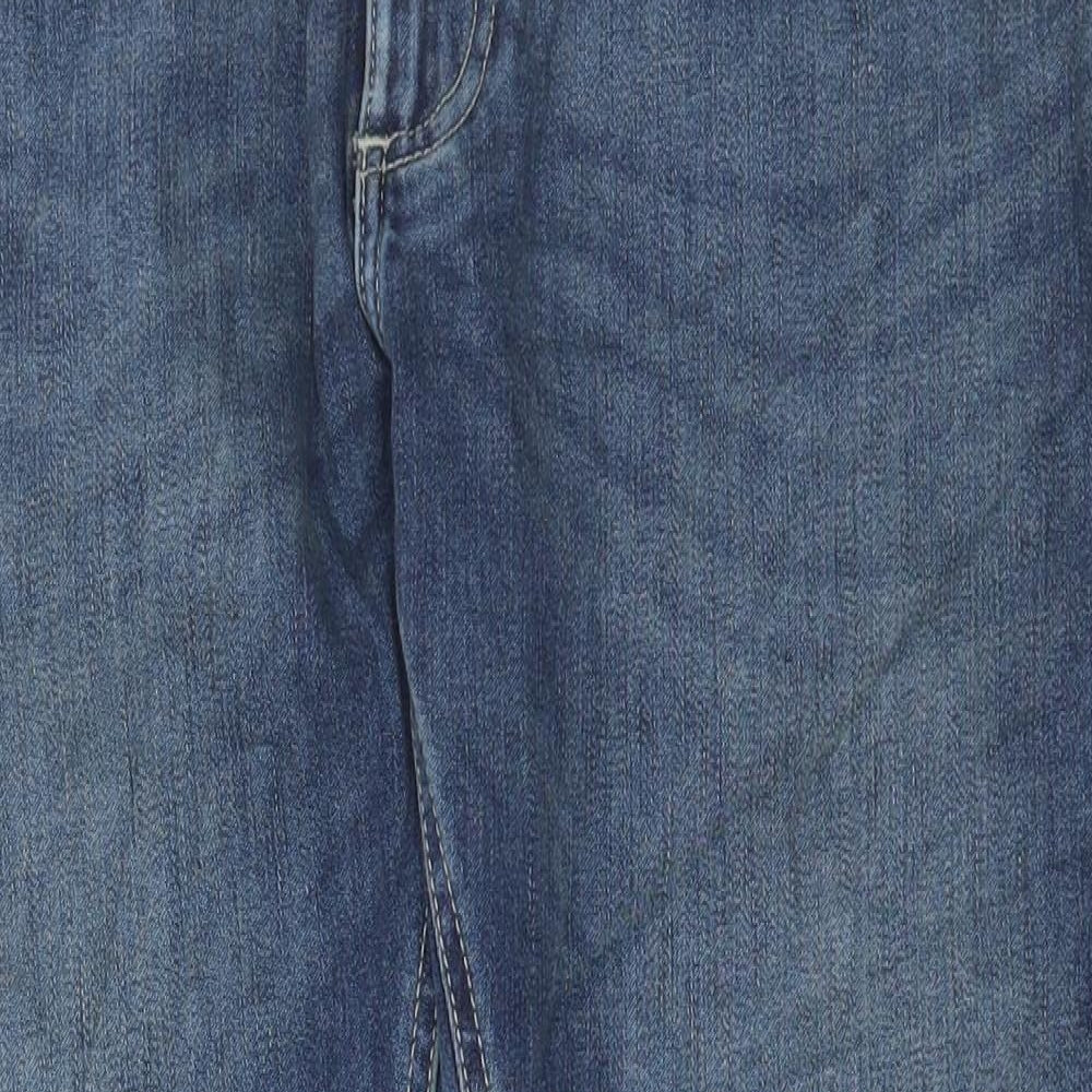 Marks and Spencer Mens Blue Cotton Straight Jeans Size 32 in L27 in Regular Button