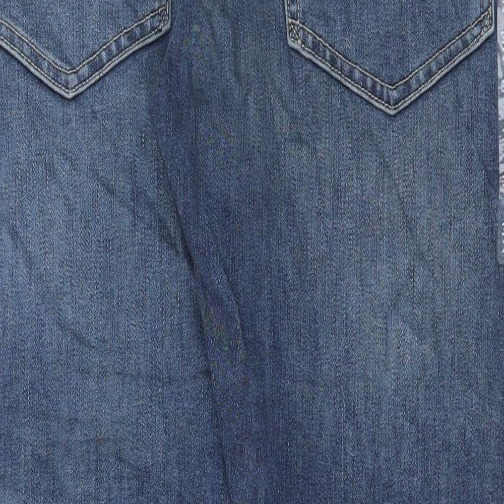 Marks and Spencer Mens Blue Cotton Straight Jeans Size 32 in L27 in Regular Button