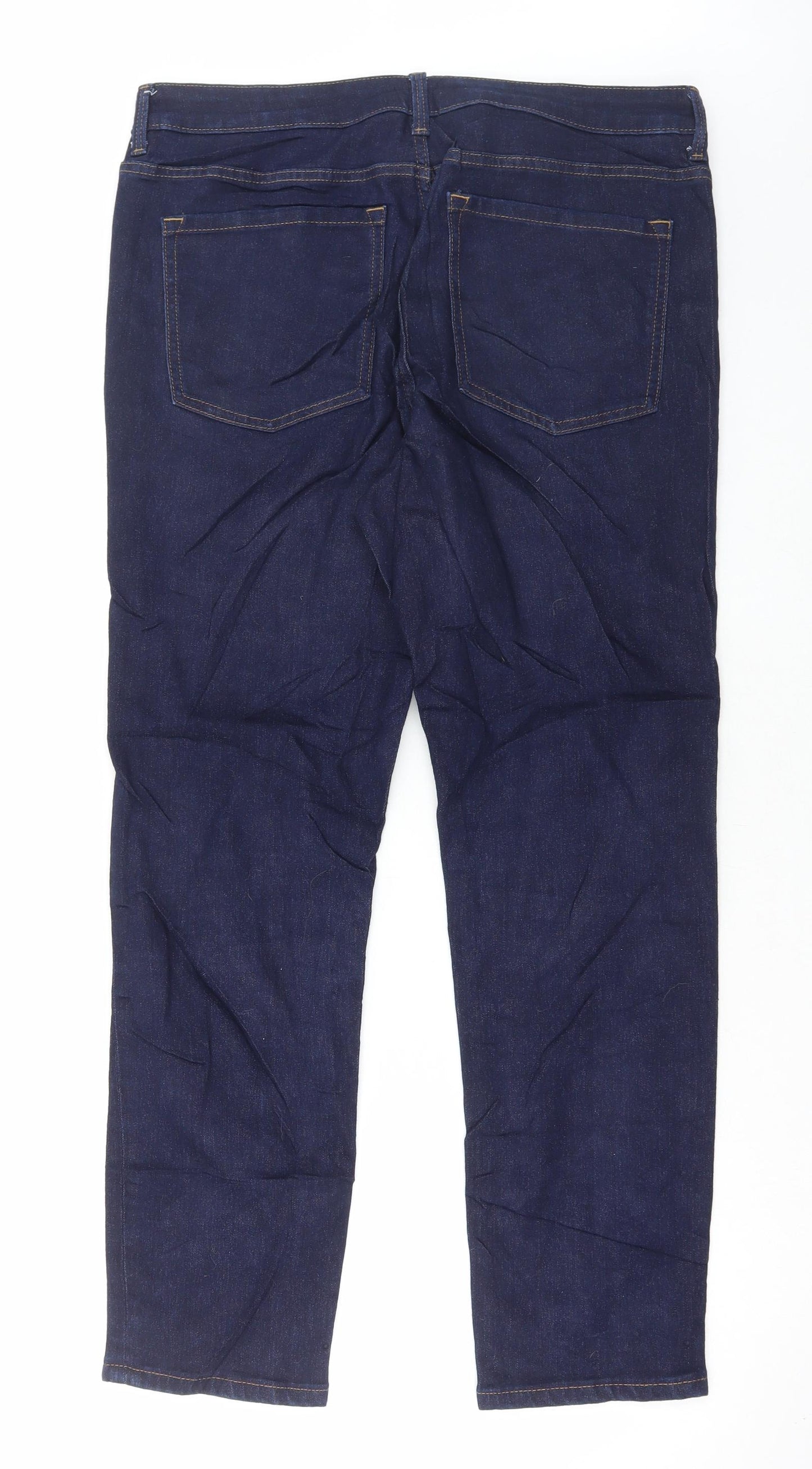 Marks and Spencer Womens Blue Cotton Straight Jeans Size 16 L29 in Slim Button