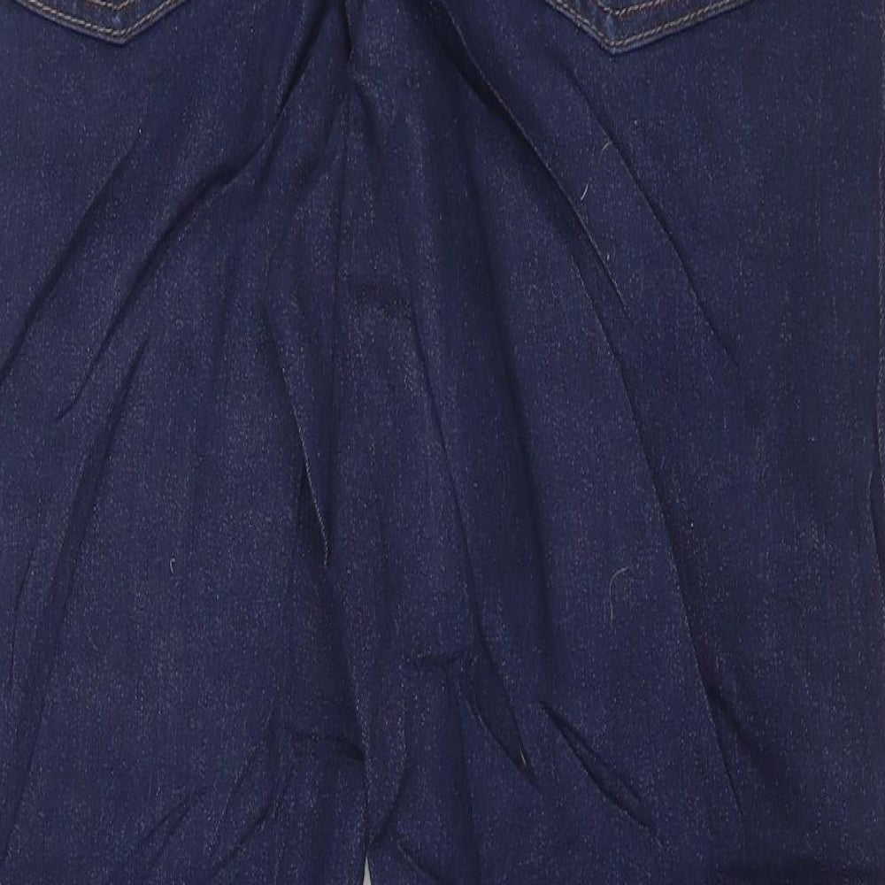 Marks and Spencer Womens Blue Cotton Straight Jeans Size 16 L29 in Slim Button