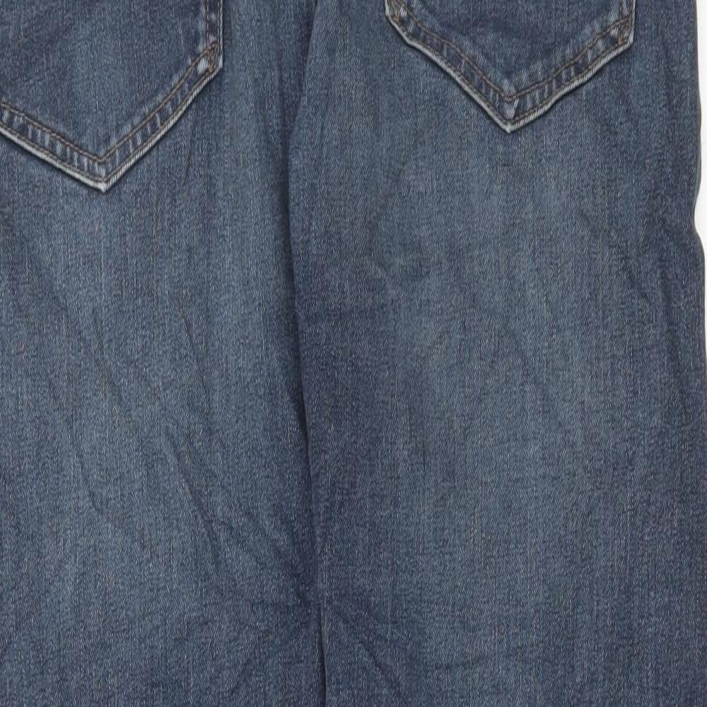 Marks and Spencer Mens Blue Cotton Straight Jeans Size 32 in L29 in Regular Button
