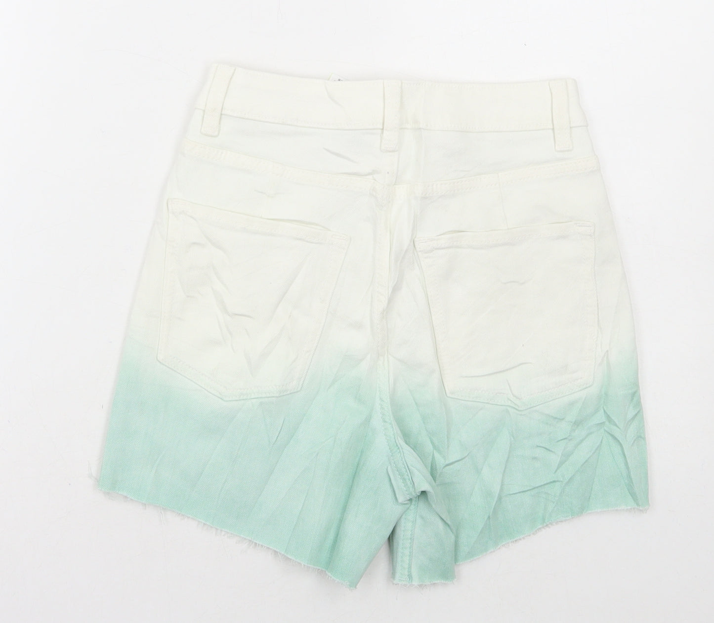 Marks and Spencer Womens Blue Cotton Hot Pants Shorts Size 6 L4 in Regular Button
