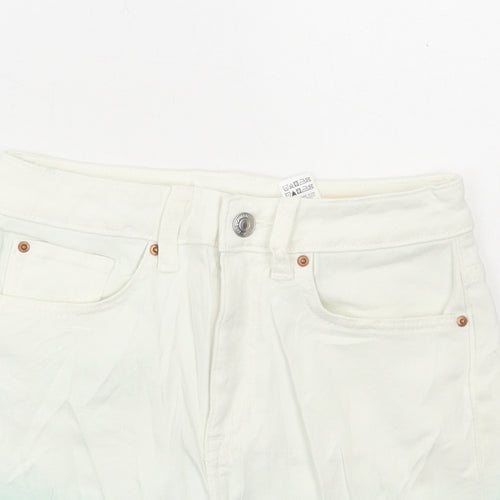 Marks and Spencer Womens Blue Cotton Hot Pants Shorts Size 6 L4 in Regular Button