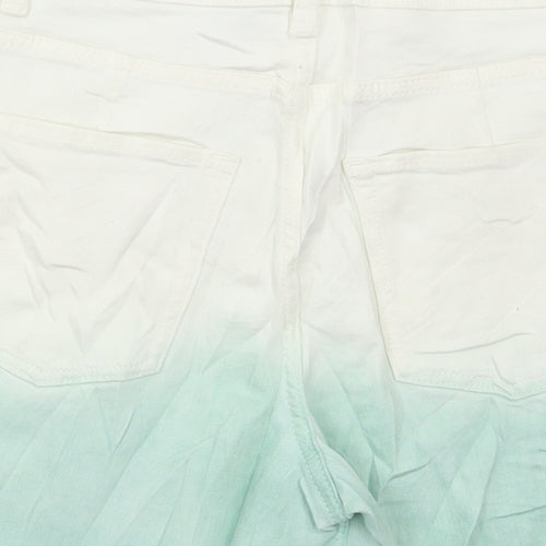 Marks and Spencer Womens Blue Cotton Hot Pants Shorts Size 6 L4 in Regular Button