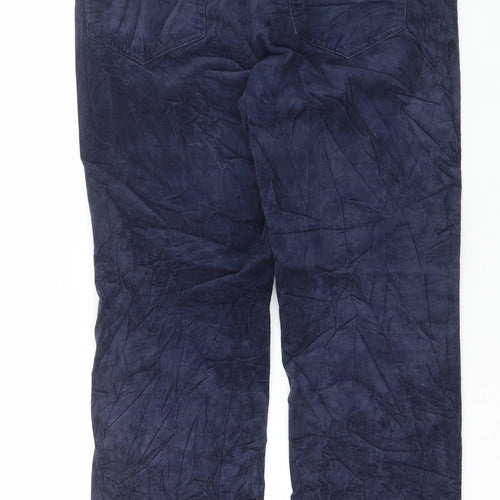 Marks and Spencer Womens Blue Cotton Trousers Size 12 L28 in Regular Button