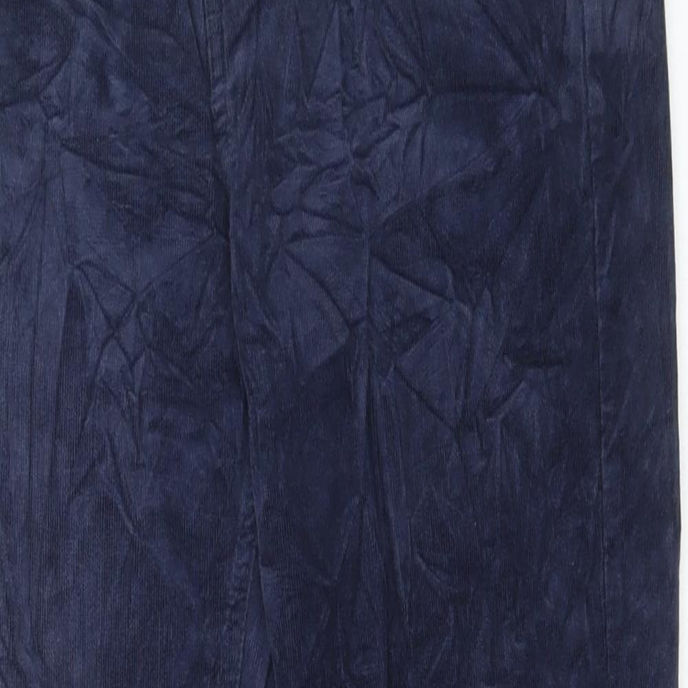 Marks and Spencer Womens Blue Cotton Trousers Size 12 L28 in Regular Button