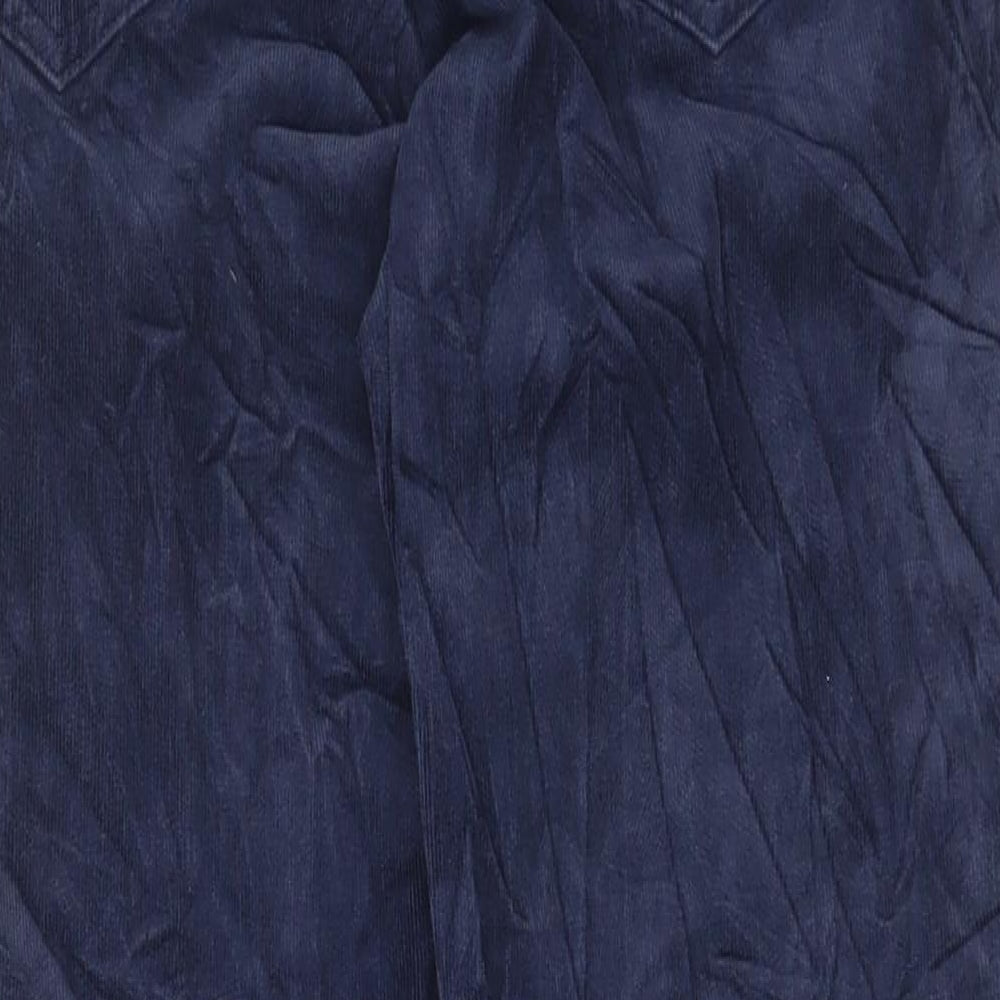Marks and Spencer Womens Blue Cotton Trousers Size 12 L28 in Regular Button