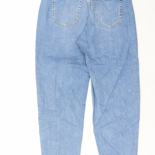 Marks and Spencer Womens Blue Cotton Mom Jeans Size 8 L28 in Regular Button