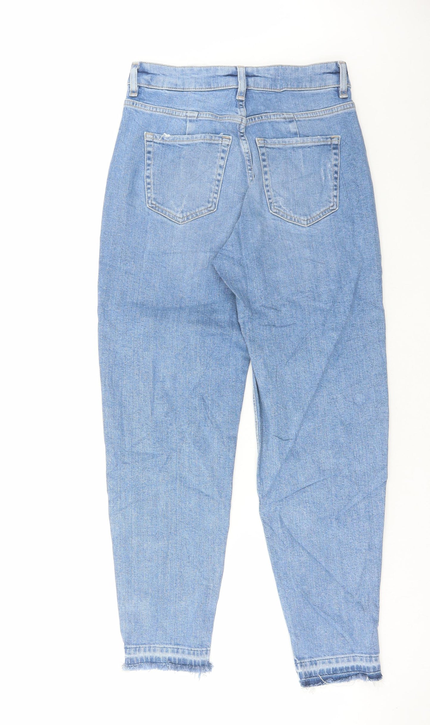 Marks and Spencer Womens Blue Cotton Mom Jeans Size 8 L28 in Regular Button