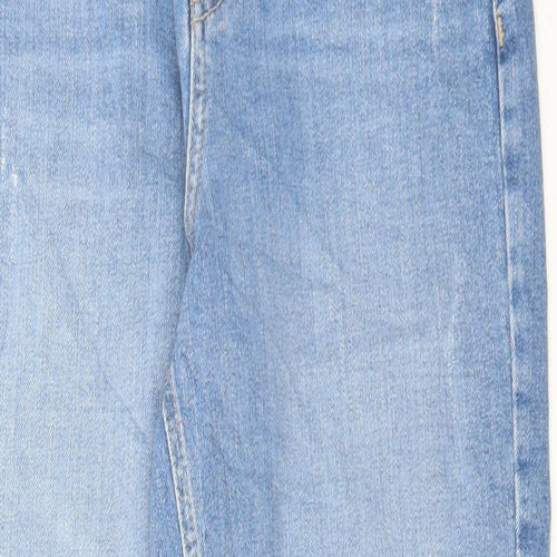 Marks and Spencer Womens Blue Cotton Mom Jeans Size 8 L28 in Regular Button