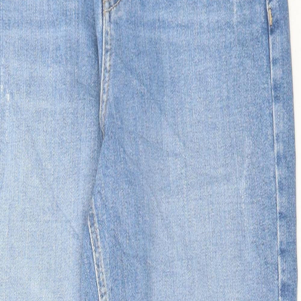 Marks and Spencer Womens Blue Cotton Mom Jeans Size 8 L28 in Regular Button