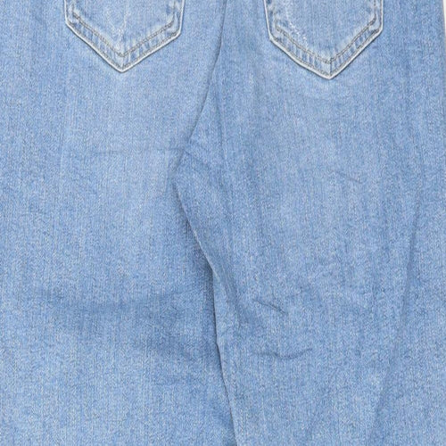 Marks and Spencer Womens Blue Cotton Mom Jeans Size 8 L28 in Regular Button