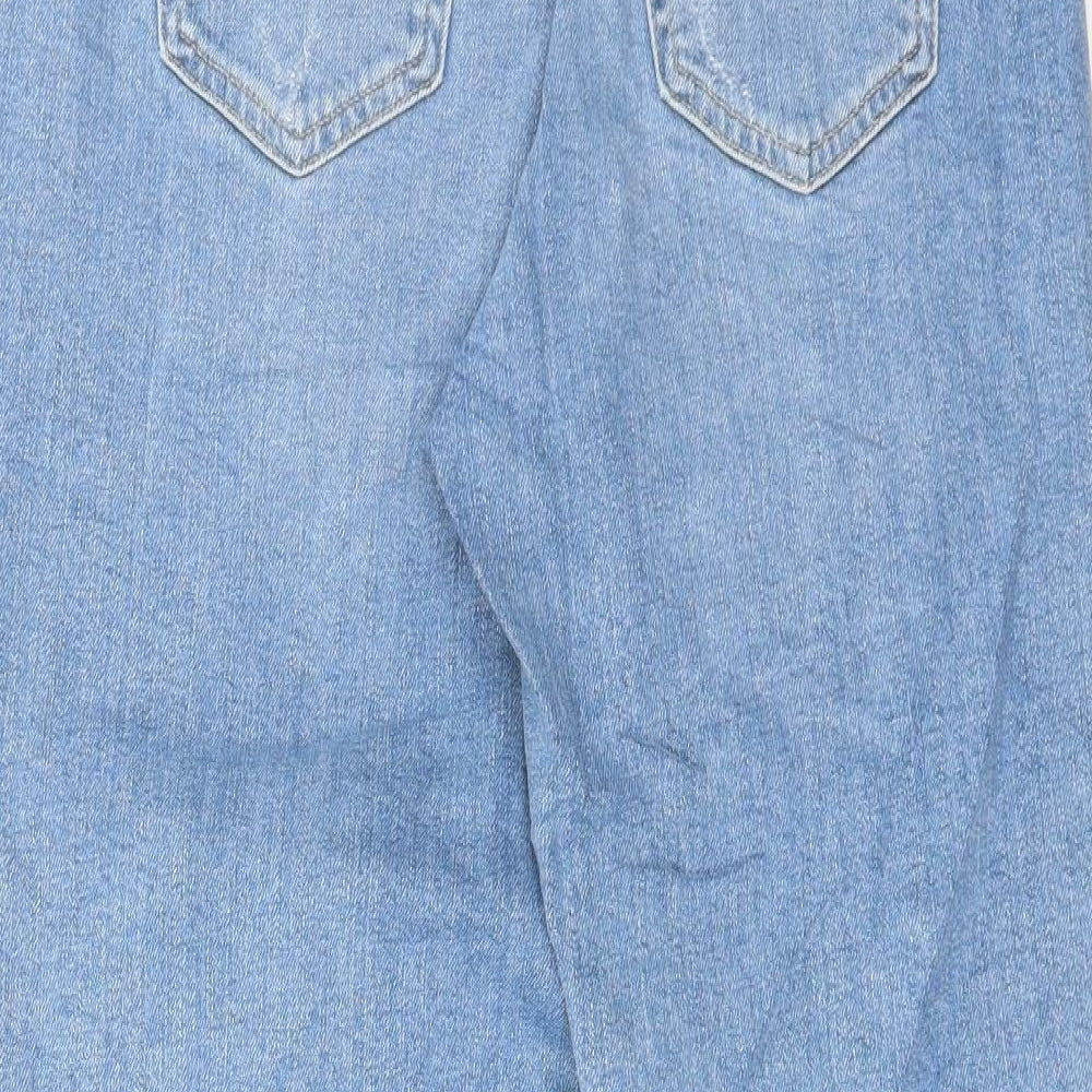 Marks and Spencer Womens Blue Cotton Mom Jeans Size 8 L28 in Regular Button