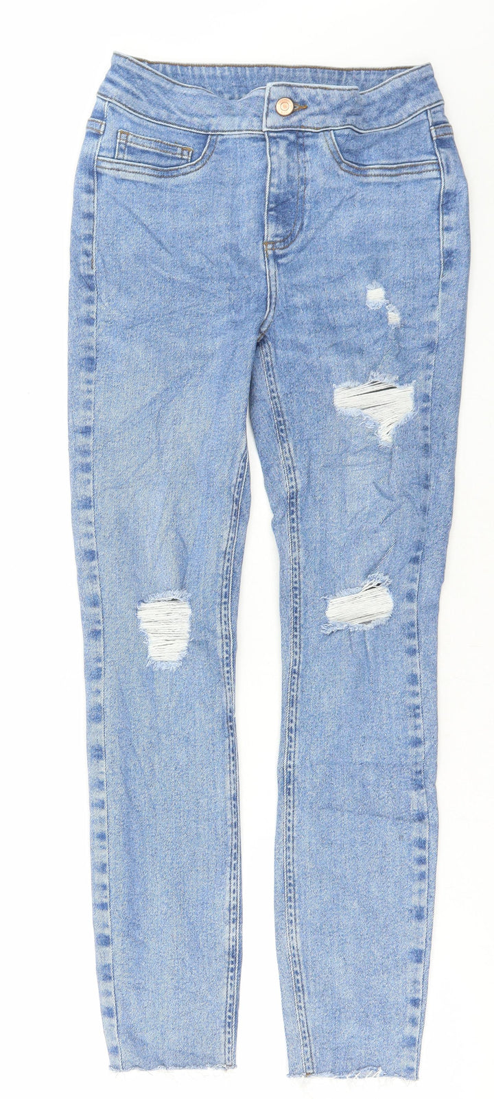 Preworn Womens Blue Cotton Skinny Jeans Size 26 in L26 in Regular Button