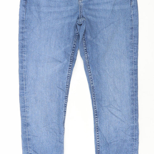 Marks and Spencer Womens Blue Cotton Skinny Jeans Size 8 L28 in Regular Button