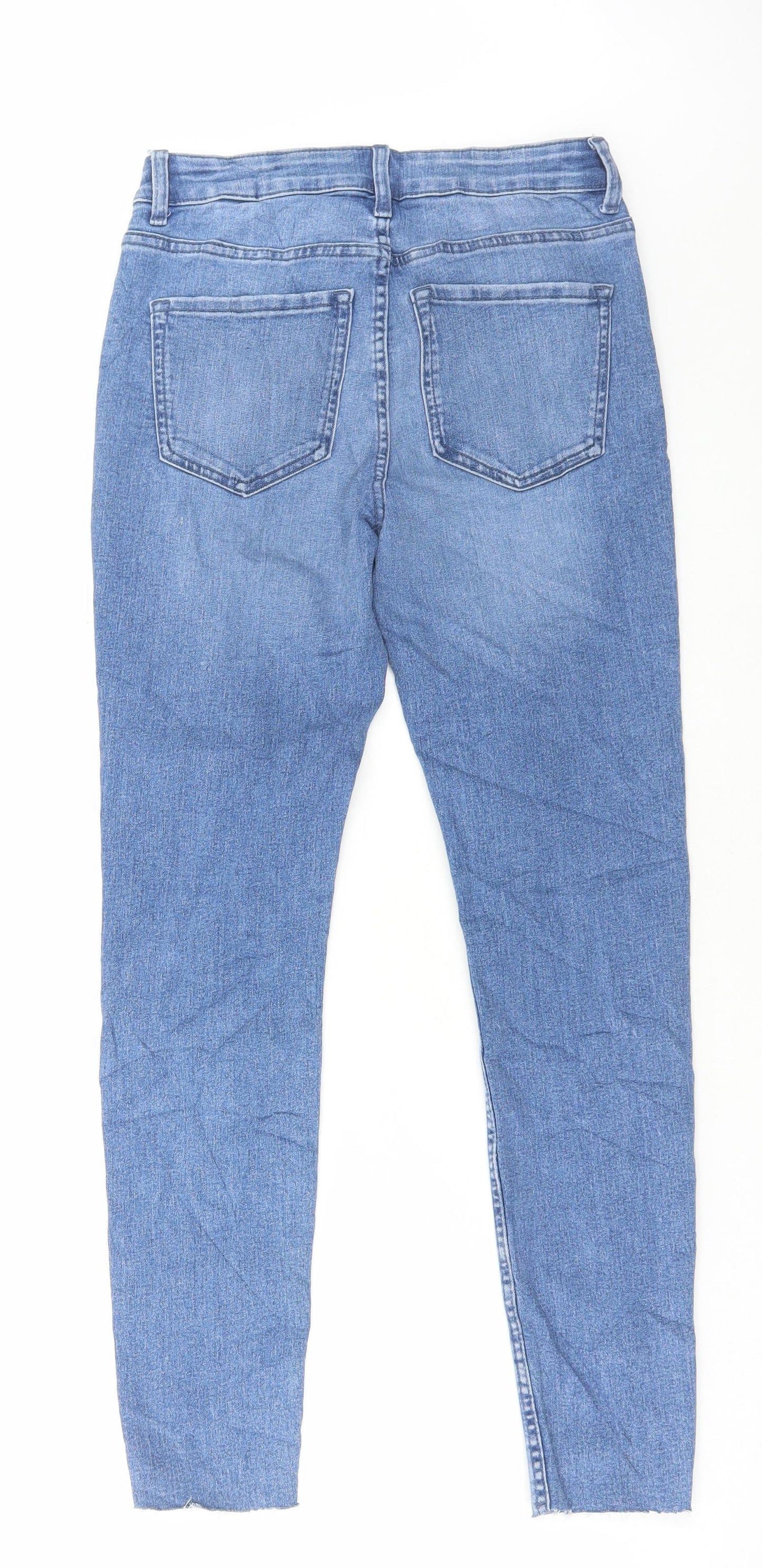 Marks and Spencer Womens Blue Cotton Skinny Jeans Size 8 L28 in Regular Button