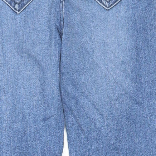 Marks and Spencer Womens Blue Cotton Skinny Jeans Size 8 L28 in Regular Button