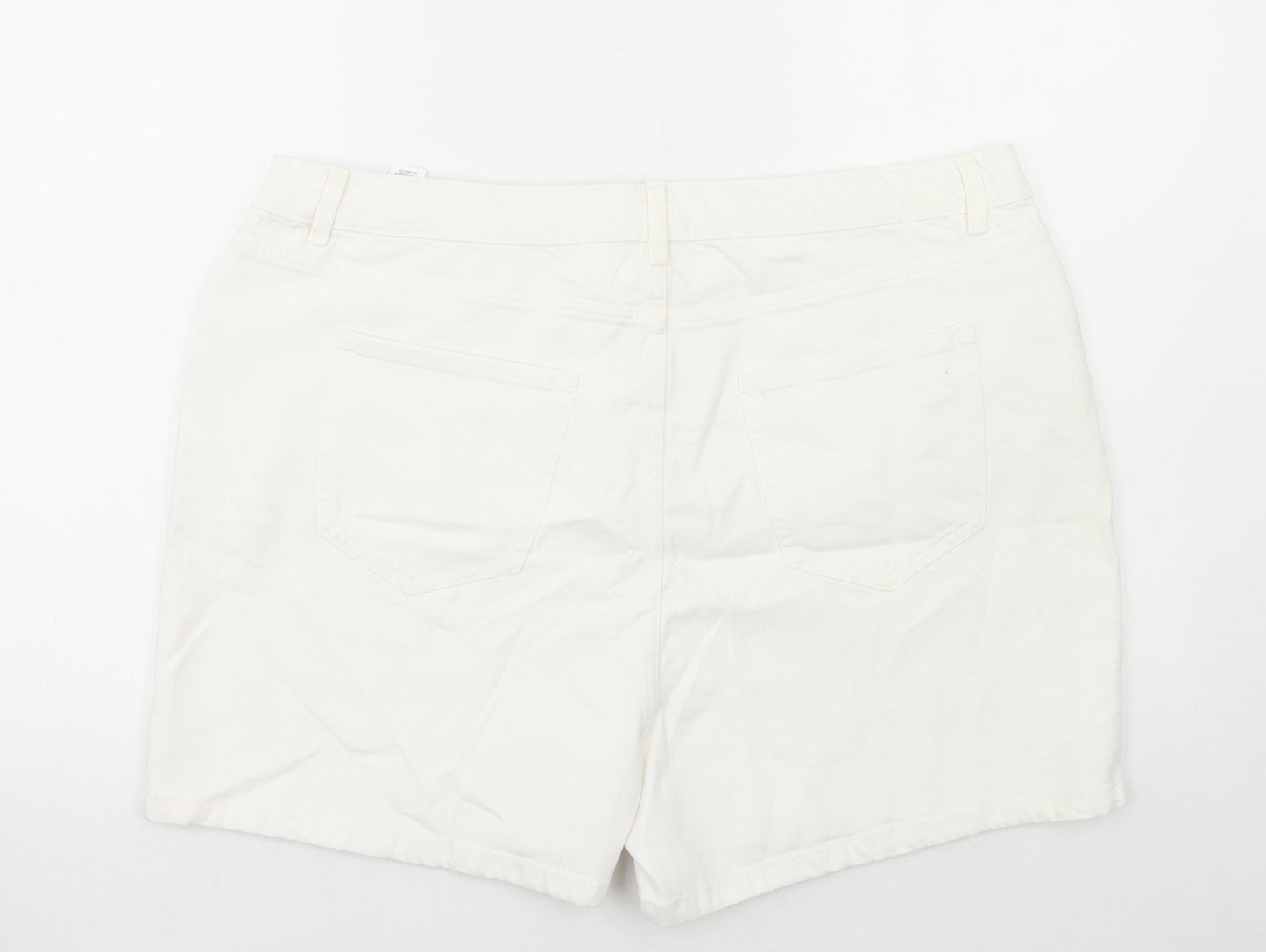 Marks and Spencer Womens White Cotton Mom Shorts Size 22 L3 in Regular Button
