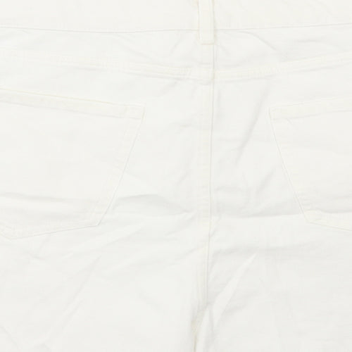 Marks and Spencer Womens White Cotton Mom Shorts Size 22 L3 in Regular Button