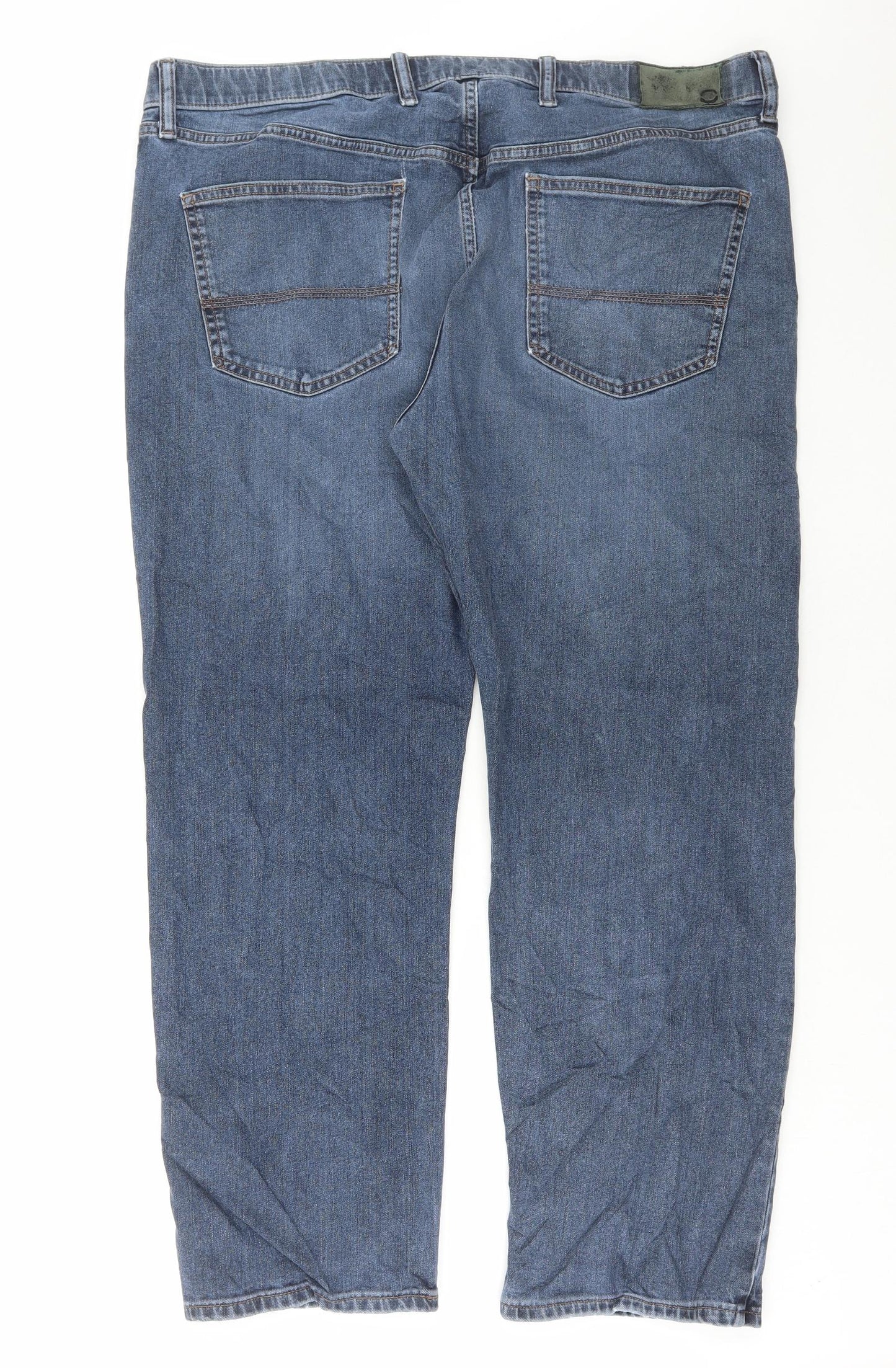 Marks and Spencer Mens Blue Cotton Straight Jeans Size 40 in L29 in Regular Button