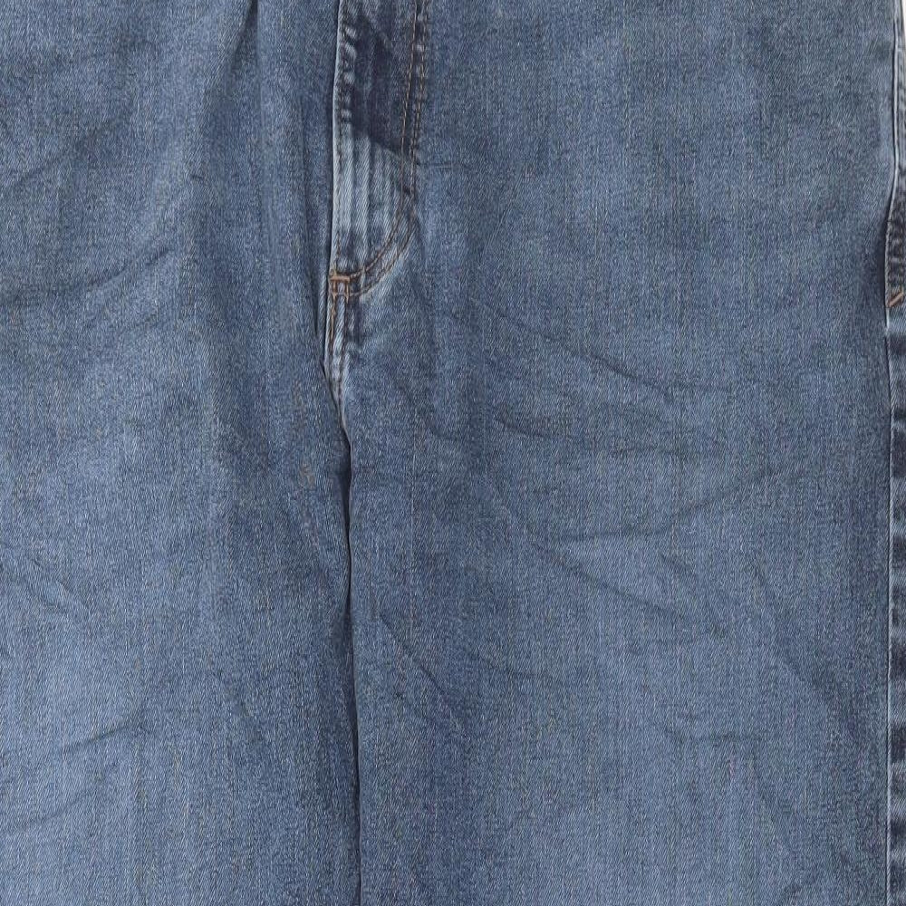 Marks and Spencer Mens Blue Cotton Straight Jeans Size 40 in L29 in Regular Button