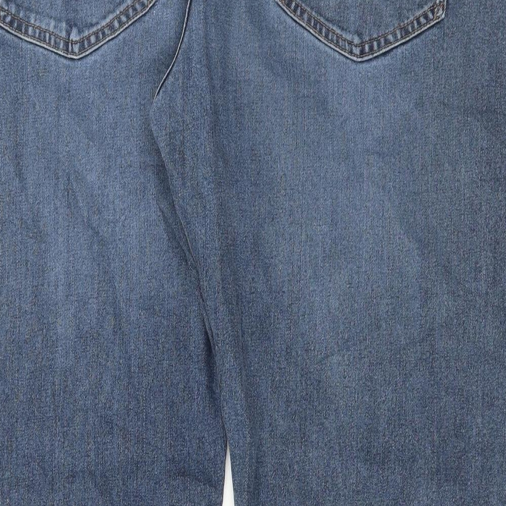 Marks and Spencer Mens Blue Cotton Straight Jeans Size 40 in L29 in Regular Button