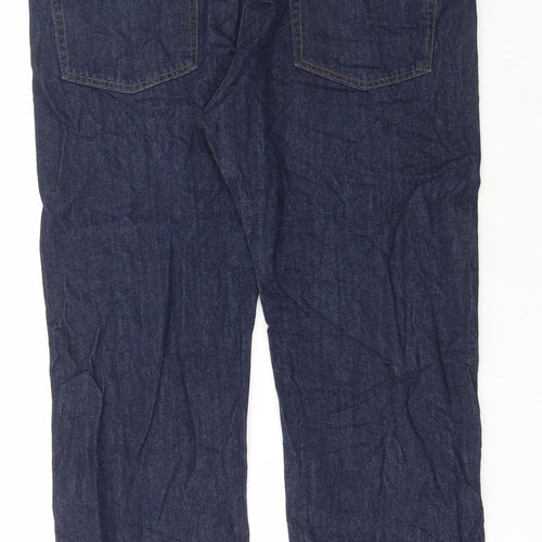 Marks and Spencer Mens Blue Cotton Straight Jeans Size 40 in L29 in Regular Button