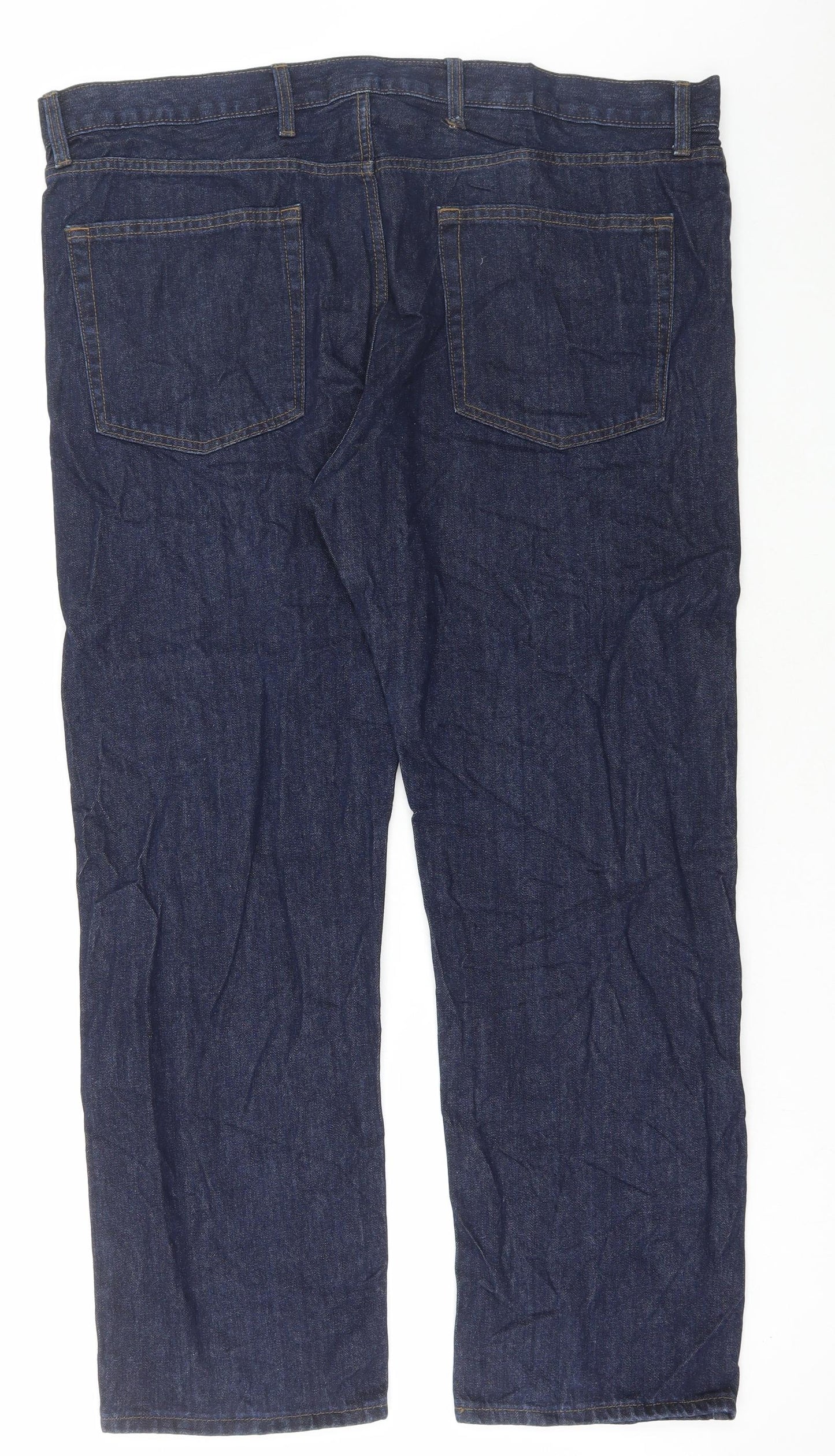 Marks and Spencer Mens Blue Cotton Straight Jeans Size 40 in L29 in Regular Button