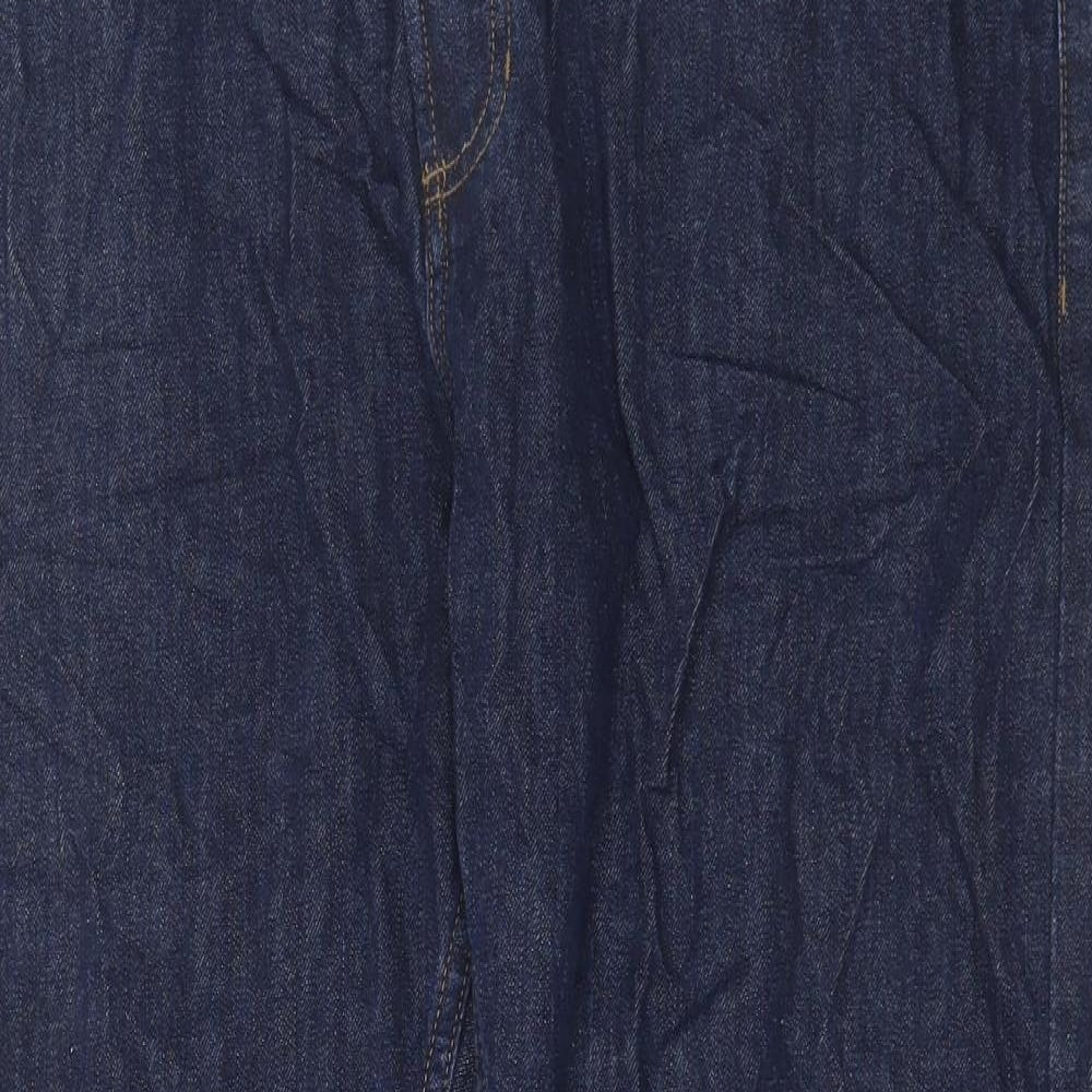 Marks and Spencer Mens Blue Cotton Straight Jeans Size 40 in L29 in Regular Button