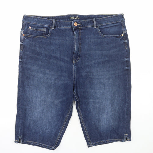 Marks and Spencer Womens Blue Cotton Biker Shorts Size 20 L15 in Regular Button
