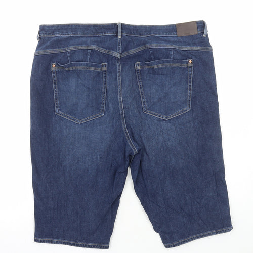 Marks and Spencer Womens Blue Cotton Biker Shorts Size 20 L15 in Regular Button