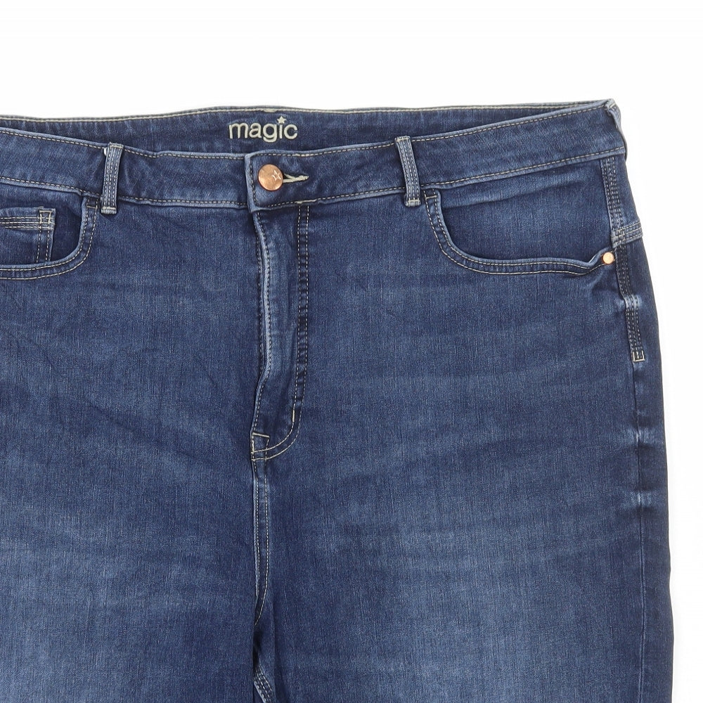 Marks and Spencer Womens Blue Cotton Biker Shorts Size 20 L15 in Regular Button