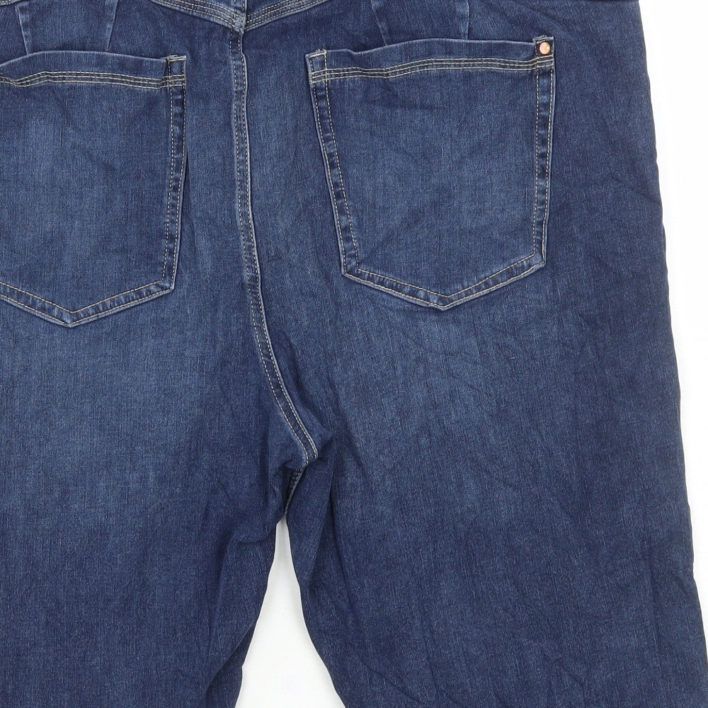Marks and Spencer Womens Blue Cotton Biker Shorts Size 20 L15 in Regular Button